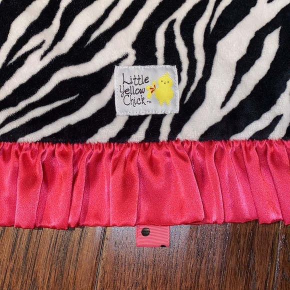 Little Yellow Chick pink zebra soft lovey blanket - Picture 6 of 14